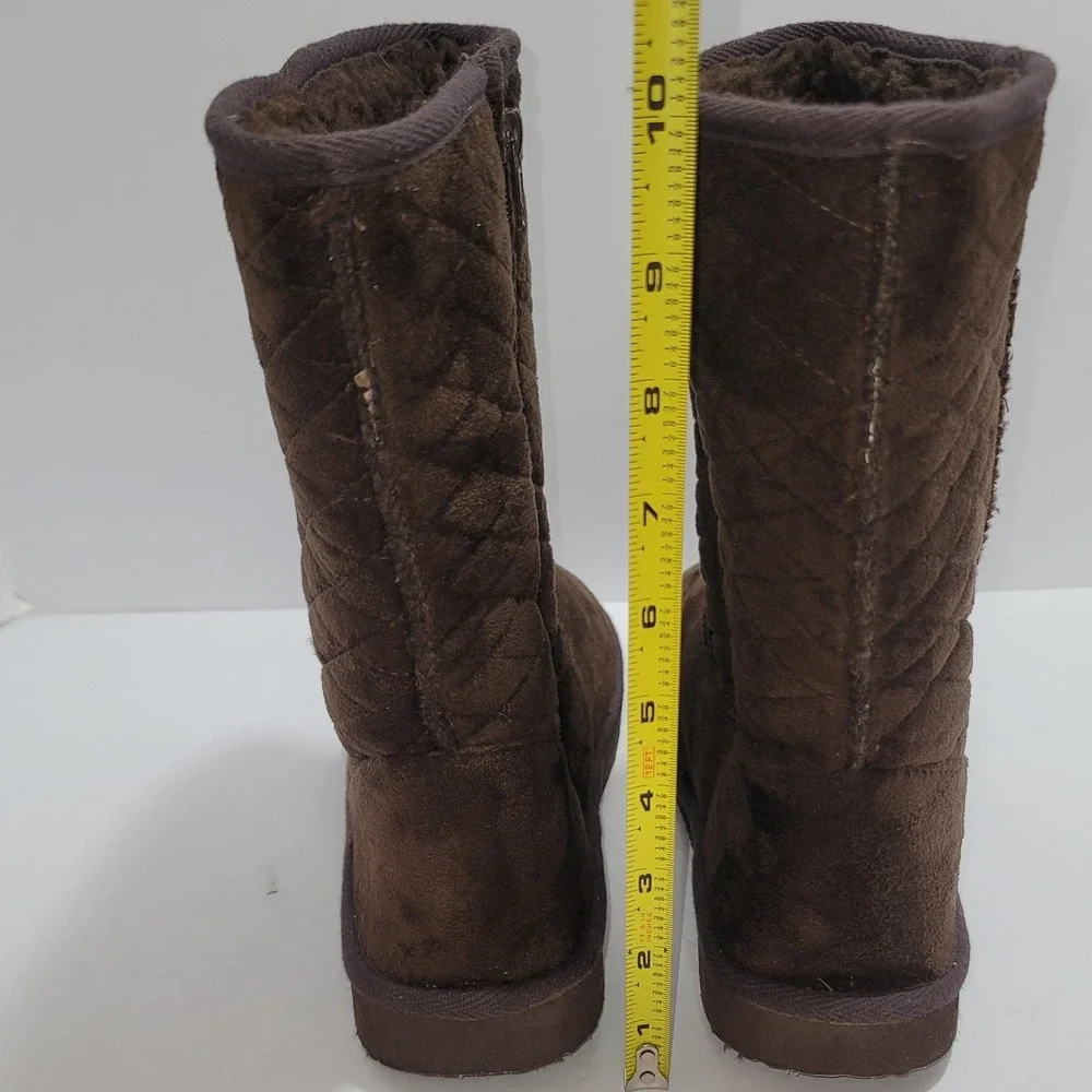 Jazzberry Brown Quilted Winter Boots 8.5‎  Faux Suede Warm Lining Cozy Cabincore